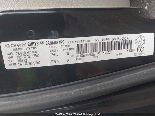 Aukcja sprzedaży 2014 Dodge Grand Caravan Se/sxt, vin: 2C4RDGBG7ER281032, numer aukcji: 12644679