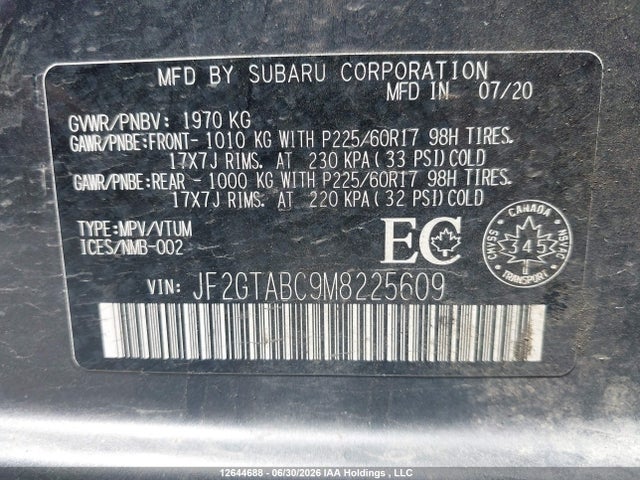Subaru Crosstrek Convenience 2021 JF2GTABC9M8225609 Image 19