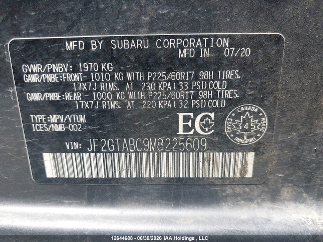 Subaru Crosstrek Convenience 2021 JF2GTABC9M8225609 Image 9