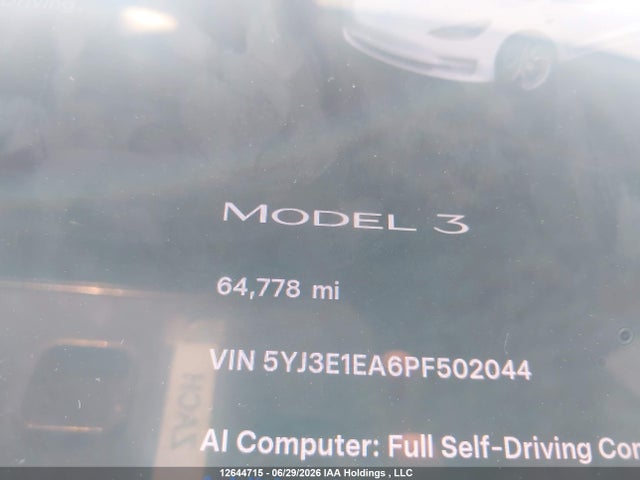 Продаж на аукціоні авто 2023 Tesla Model 3 Rwd, vin: 5YJ3E1EA6PF502044, номер лоту: 12644715