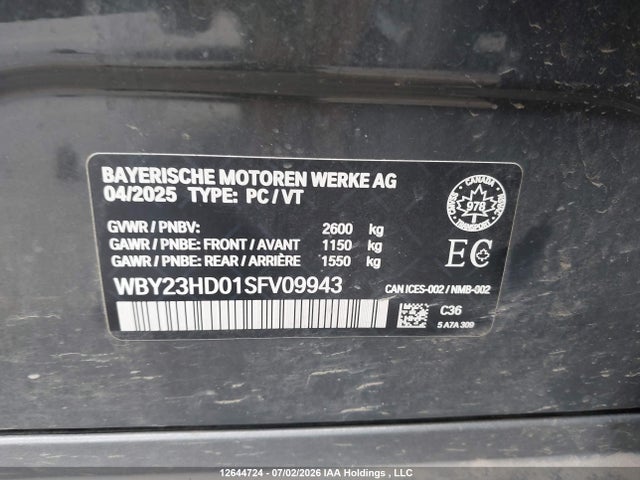 WBY23HD01SFV09943 BMW I4 Edrive40 Gran Coupe