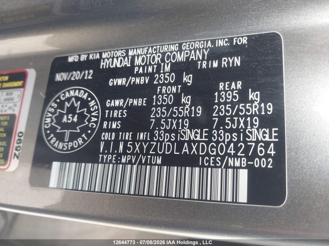 Продаж на аукціоні авто 2013 Hyundai Santa Fe Sport 2.0t Limited, vin: 5XYZUDLAXDG042764, номер лоту: 12644773