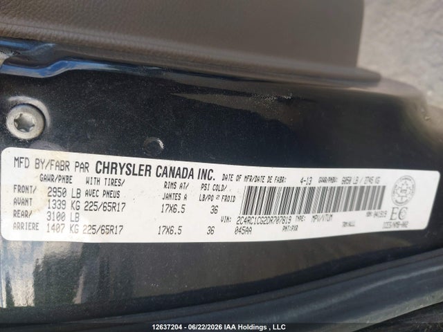 Aukcja sprzedaży 2013 Chrysler Town & Country Touring, vin: 2C4RC1CG2DR707819, numer aukcji: 12637204
