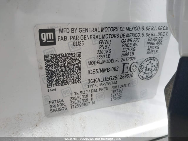 Продаж на аукціоні авто 2025 Gmc Terrain Elevation, vin: 3GKALUEG2SL269670, номер лоту: 12644788