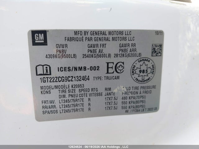 2012 Gmc Sierra 2500hd Wt მანქანა იყიდება აუქციონზე, vin: 1GT22ZCG9CZ132464, აუქციონის ნომერი: 12624824