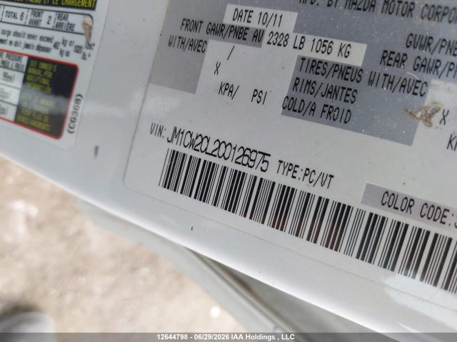 Aukcja sprzedaży 2012 Mazda 5, vin: JM1CW2CL2C0126975, numer aukcji: 12644798