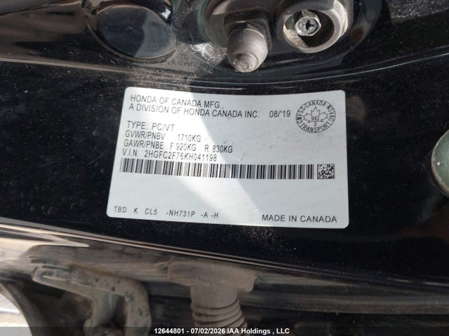 Honda CIVIC EX 2019 2HGFC2F76KH041198 Image 19