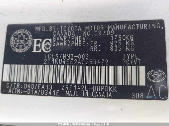 Продаж на аукціоні авто 2010 Toyota Matrix Wagon, vin: 2T1KU4EE2AC269472, номер лоту: 12644814