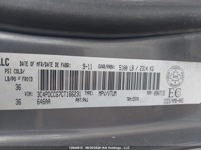 Продаж на аукціоні авто 2012 Dodge Journey Sxt, vin: 3C4PDCCG7CT166231, номер лоту: 12644815