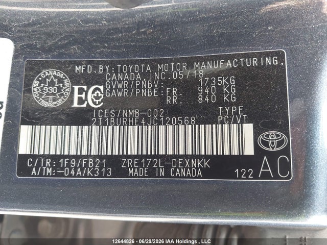 Toyota COROLLA LE 2018 2T1BURHE4JC120568 Image 19