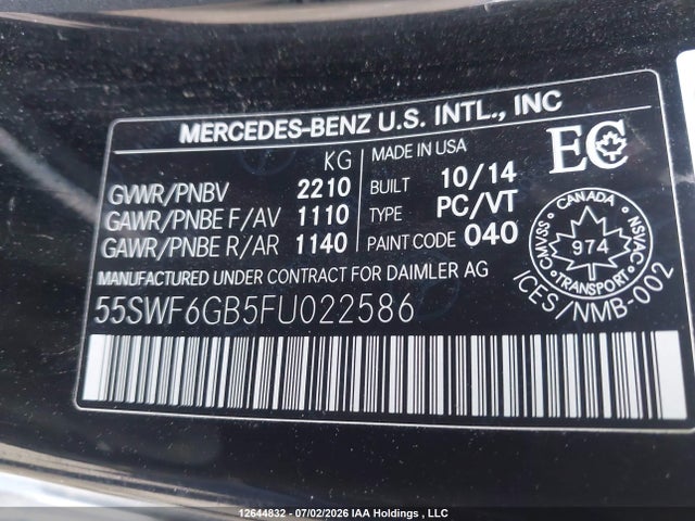 Продажа на аукционе авто 2015 Mercedes-benz C 400 4matic, vin: 55SWF6GB5FU022586, номер лота: 12644832