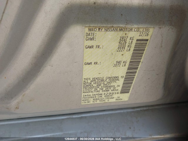 Продаж на аукціоні авто 2017 Nissan Altima 2.5 S, vin: 1N4AL3AP0HN329956, номер лоту: 12644837