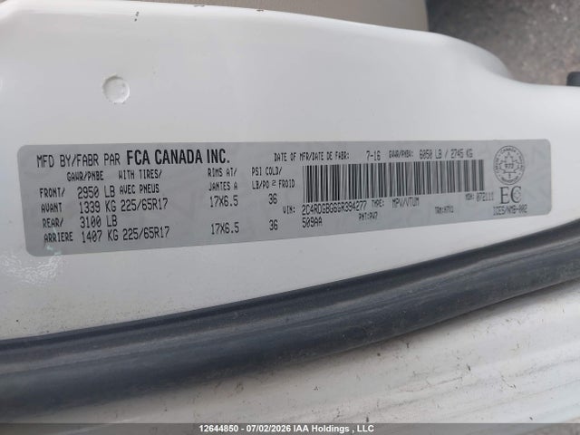 Dodge Grand Caravan Se 2016 2C4RDGBG6GR394277 Image 9