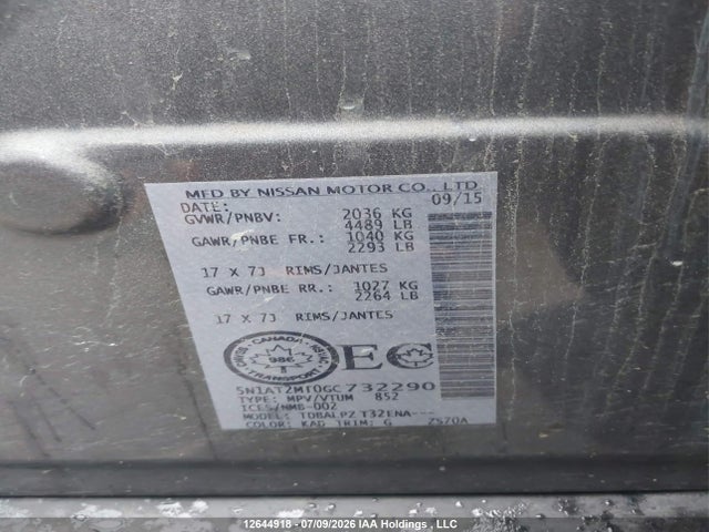 Nissan Rogue 2016 5N1AT2MT0GC732290 Image 9
