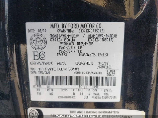 Ford F-150 Xlt 2014 1FTFW1ETXEKF30103 Image 9