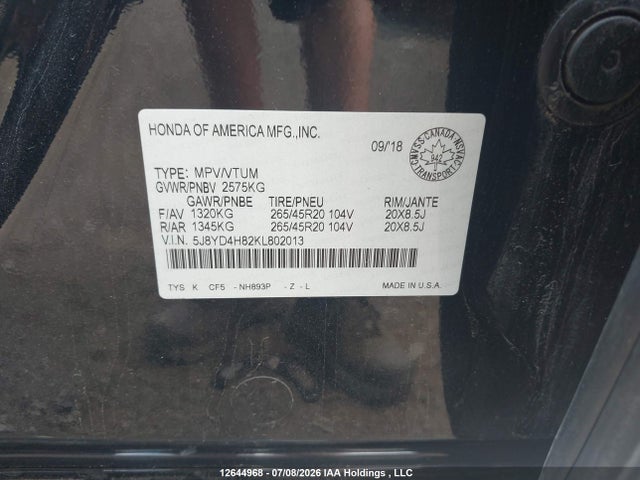 Acura Mdx Advance 2019 5J8YD4H82KL802013 Image 9