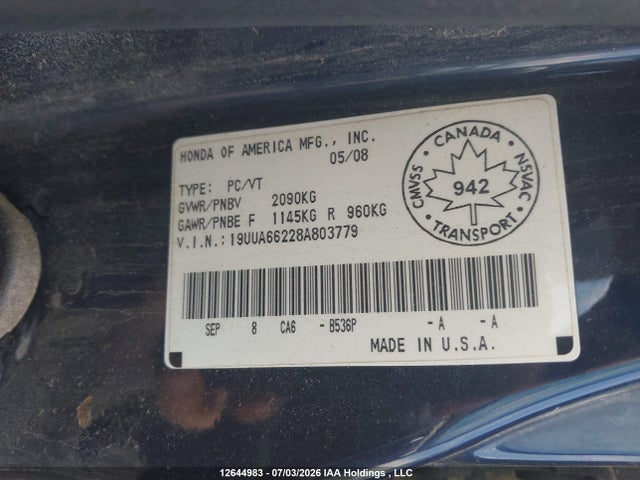 Продаж на аукціоні авто 2008 Acura Tl, vin: 19UUA66228A803779, номер лоту: 12644983