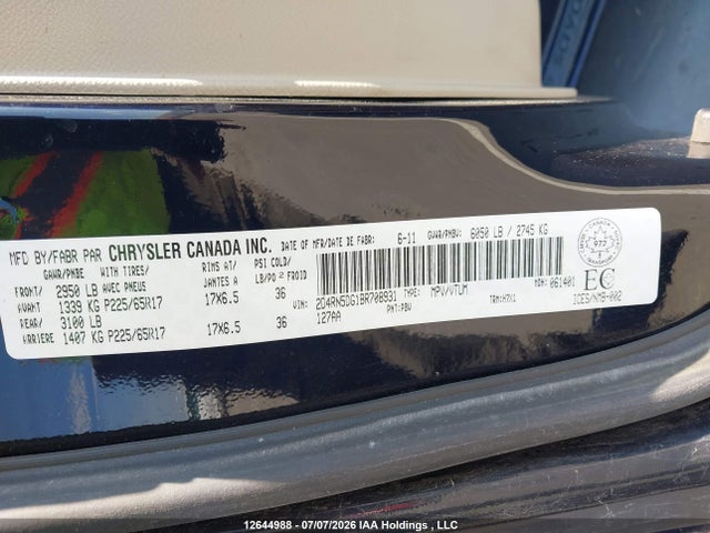 Aukcja sprzedaży 2011 Dodge Grand Caravan Crew, vin: 2D4RN5DG1BR708931, numer aukcji: 12644988