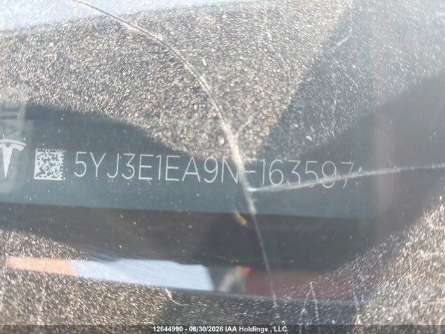 Продаж на аукціоні авто 2022 Tesla Model 3 Rwd/standard Range, vin: 5YJ3E1EA9NF163597, номер лоту: 12644990