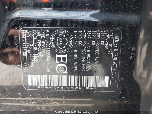 12645000 :رقم المزاد ، JN8BT3BB8SW163628 vin ، 2025 Nissan Rogue Sv/rock Creek مزاد بيع
