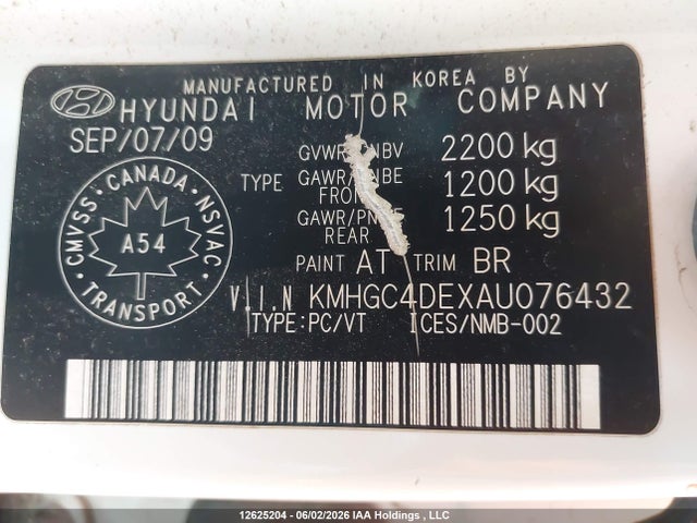 2010 Hyundai Genesis 3.8 Premium მანქანა იყიდება აუქციონზე, vin: KMHGC4DEXAU076432, აუქციონის ნომერი: 12625204