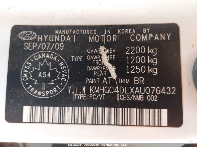 2010 Hyundai Genesis 3.8 Premium მანქანა იყიდება აუქციონზე, vin: KMHGC4DEXAU076432, აუქციონის ნომერი: 12625204
