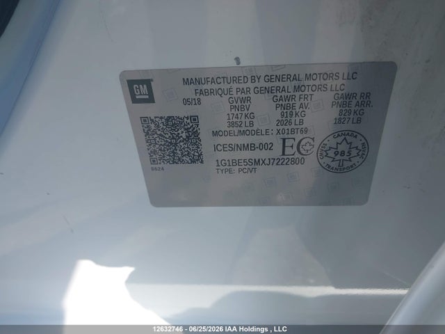 Продажа на аукционе авто 2018 Chevrolet Cruze Lt Auto, vin: 1G1BE5SMXJ7222800, номер лота: 12632746