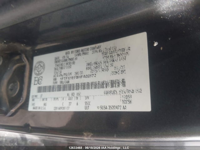 12633468 :رقم المزاد ، 1FTFX1EF8HFA02872 vin ، 2017 Ford F-150 Xlt مزاد بيع