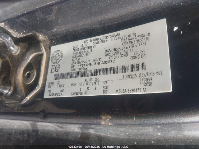 12633468 :رقم المزاد ، 1FTFX1EF8HFA02872 vin ، 2017 Ford F-150 Xlt مزاد بيع