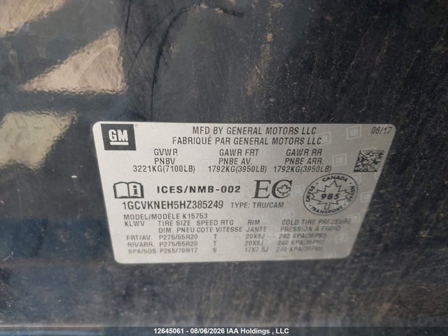 Продаж на аукціоні авто 2017 Chevrolet Silverado K1500/k1500 Ls, vin: 1GCVKNEH5HZ385249, номер лоту: 12645061