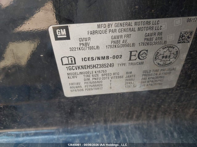 Продаж на аукціоні авто 2017 Chevrolet Silverado K1500/k1500 Ls, vin: 1GCVKNEH5HZ385249, номер лоту: 12645061