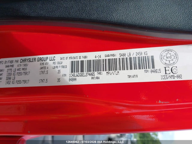 Aukcja sprzedaży 2014 Jeep Wrangler Unlimited Sport, vin: 1C4BJWDG6EL274065, numer aukcji: 12645062