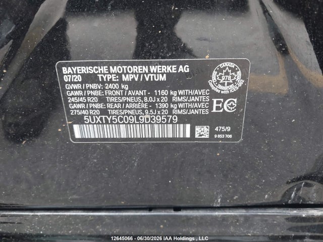 BMW X3 Xdrive30i 2020 5UXTY5C09L9D39579 Image 18