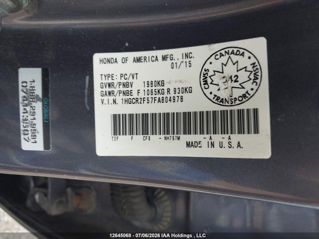 1HGCR2F57FA804978 Honda Accord Sport