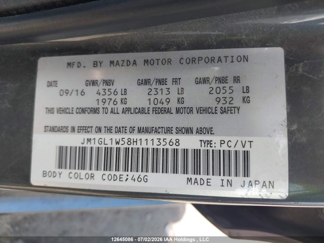 JM1GL1W58H1113568 Mazda 6 Grand Touring