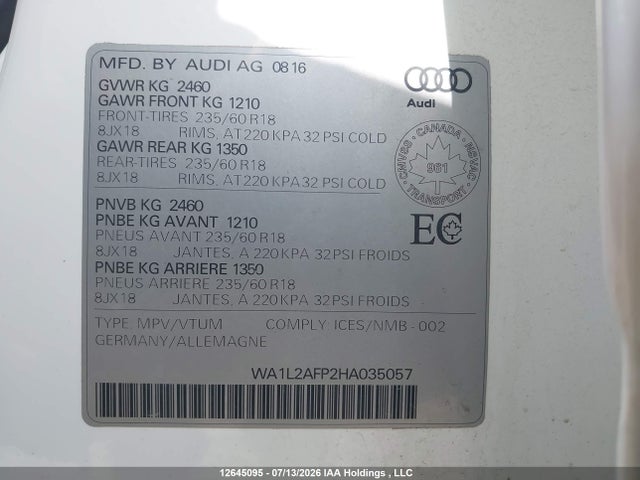 WA1L2AFP2HA035057 Audi Q5 2.0t Progressiv