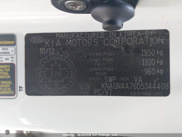 Продажа на аукционе авто 2013 Kia Optima Ex/ex Luxury/ex+, vin: KNAGN4A76D5344408, номер лота: 12645102
