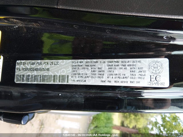 12645140 :رقم المزاد ، 1C4PJXDG4SW575746 vin ، 2025 Jeep Wrangler 4-door Willys مزاد بيع