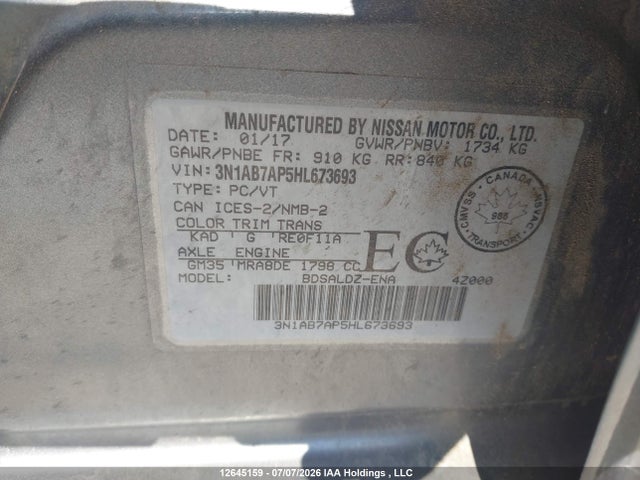 Nissan Sentra 2017 3N1AB7AP5HL673693 Image 9