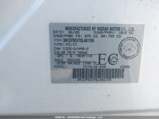3N1CP5CV7SL491155 Nissan Kicks Play Sv