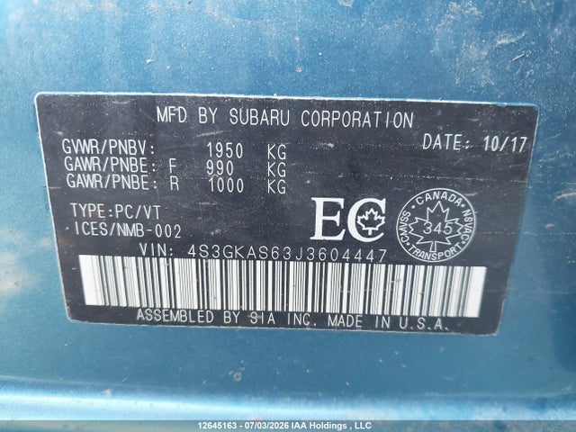 4S3GKAS63J3604447 Subaru Impreza Sport-tech