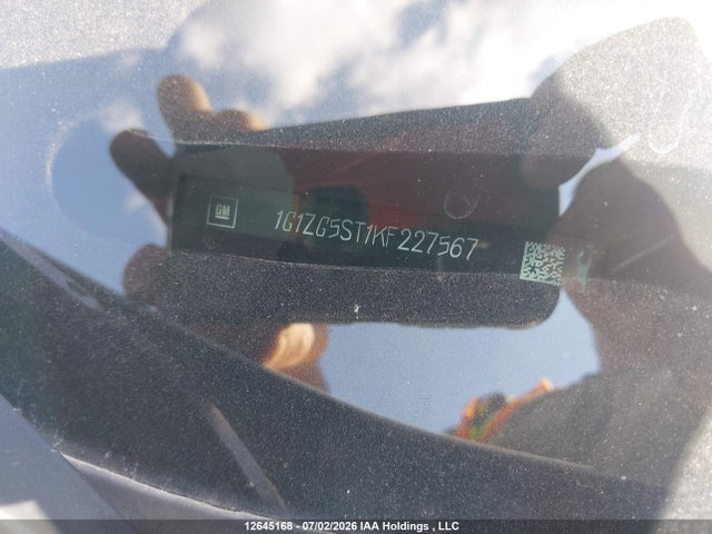 2019 Chevrolet Malibu Rs მანქანა იყიდება აუქციონზე, vin: 1G1ZG5ST1KF227567, აუქციონის ნომერი: 12645168