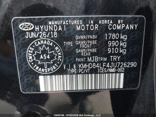 Hyundai Elantra 2018 KMHD84LF4JU726290 Image 18