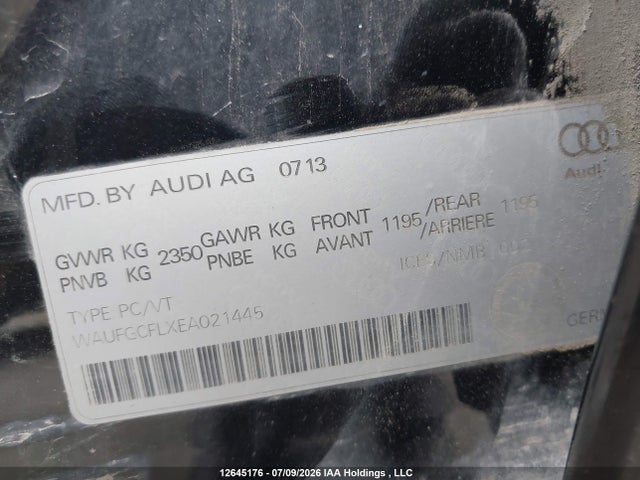 2014 Audi S4 3.0 Technik მანქანა იყიდება აუქციონზე, vin: WAUFGCFLXEA021445, აუქციონის ნომერი: 12645176