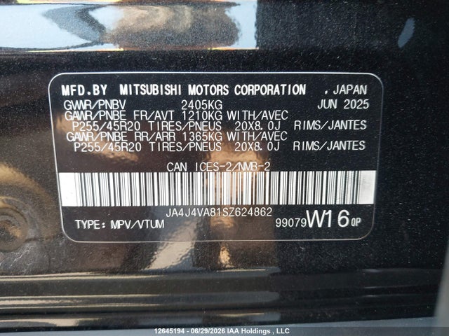 JA4J4VA81SZ624862 Mitsubishi Outlander Se/diamond Trail Edition