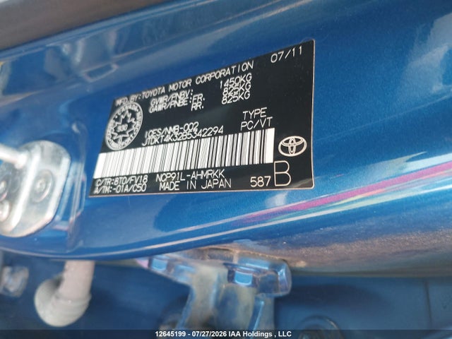 Aukcja sprzedaży 2011 Toyota Yaris, vin: JTDKT4K32B5342294, numer aukcji: 12645199
