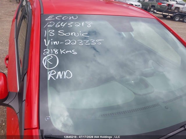 2013 Chevrolet Sonic Lt Auto მანქანა იყიდება აუქციონზე, vin: 1G1JC6EH9D4223335, აუქციონის ნომერი: 12645218