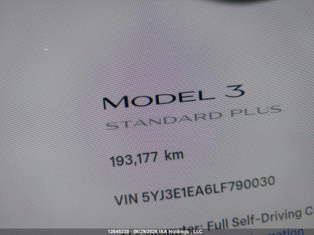 Tesla MODEL 3 2020 5YJ3E1EA6LF790030 Image 16