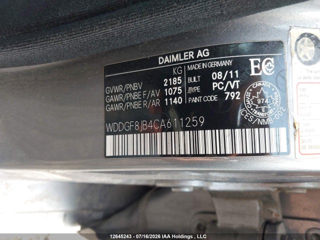Aukcja sprzedaży 2012 Mercedes-benz C 350 4matic, vin: WDDGF8JB4CA611259, numer aukcji: 12645243