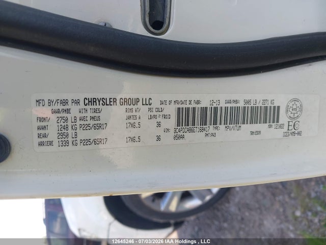12645246 :رقم المزاد ، 3C4PDDFG5CT171266 vin ، 2012 Dodge Journey R/t مزاد بيع